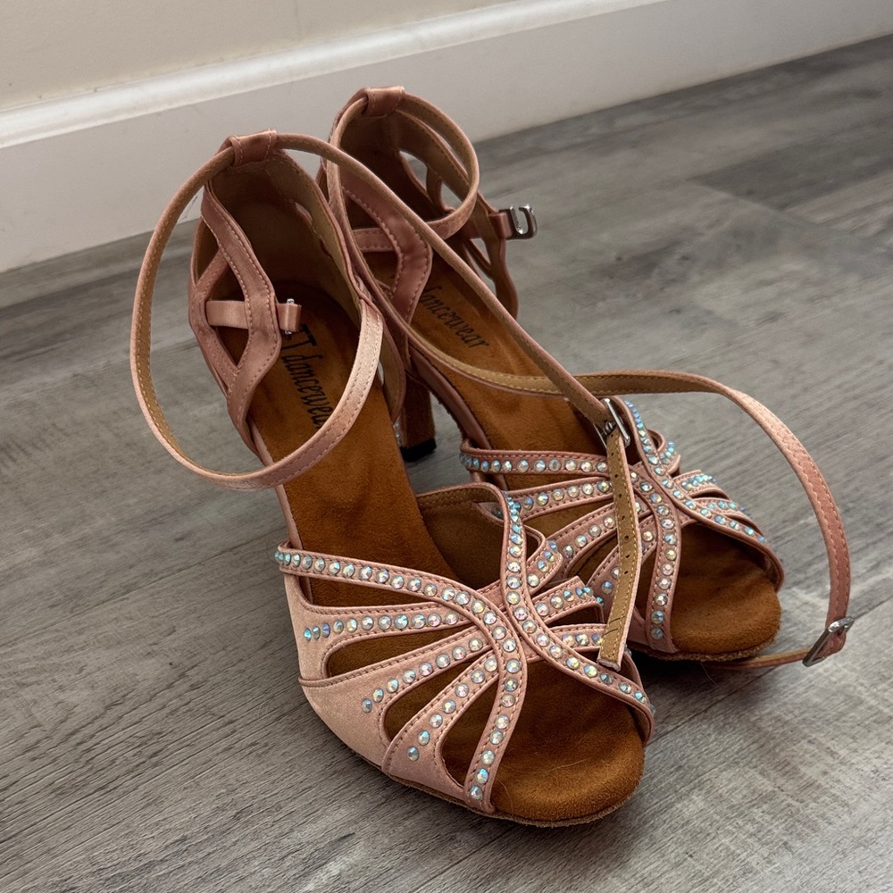Elegant Rhinestone Strappy Heels – Nude Blush